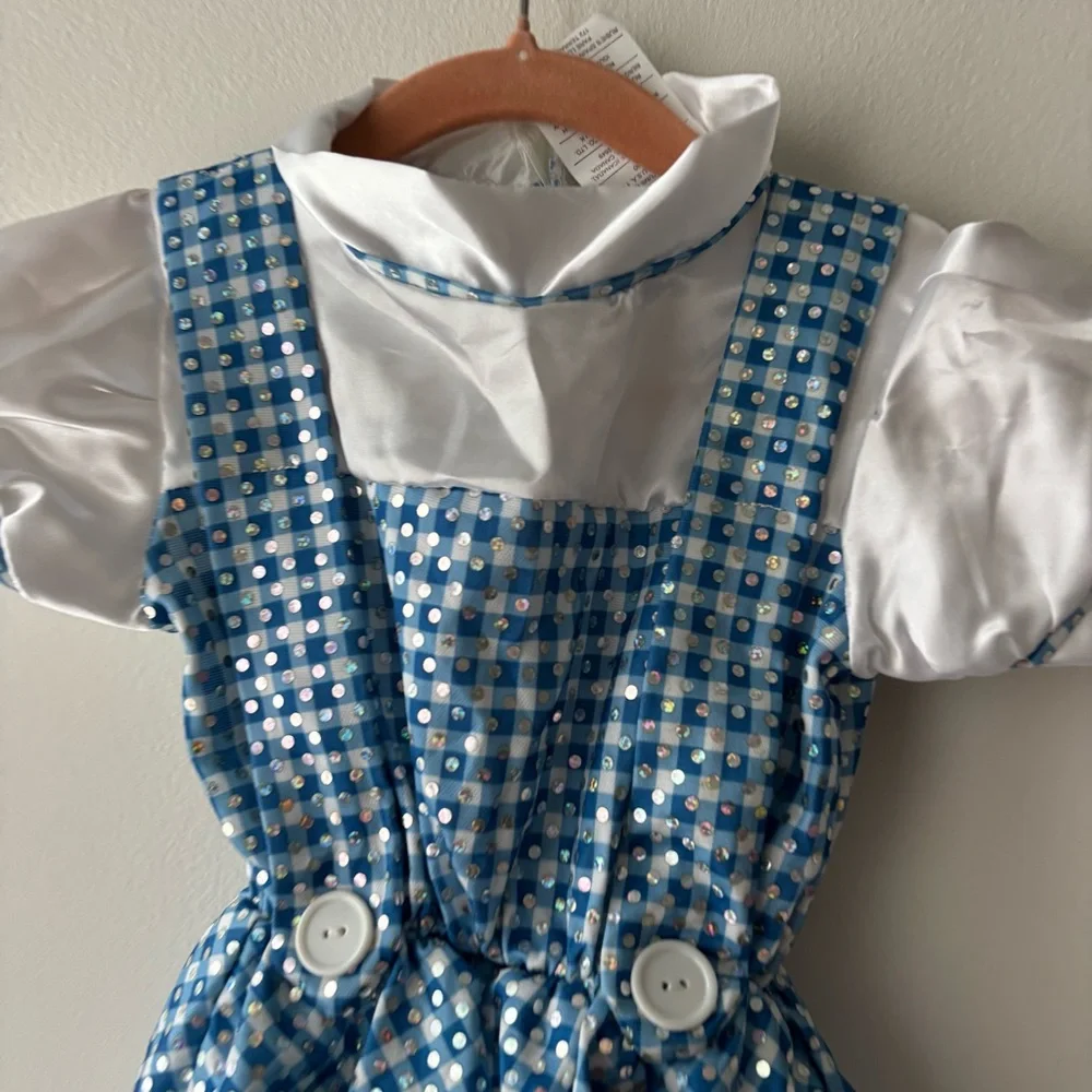 Kids' the Wizard of Oz Dorothy Halloween Costume Dress with Hair Bow Sz 1-2 - Picture 4 of 7